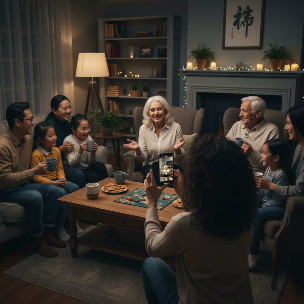 Family sharing stories